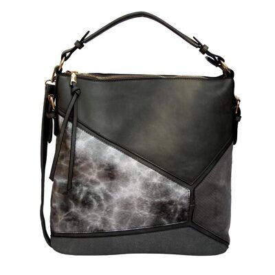 Gracia Slouch-Tasche mit Marmorplatte Schwarzgrau