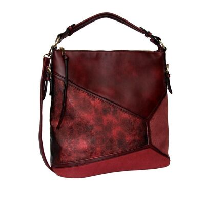 Gracia marble panel slouch bag Black Red