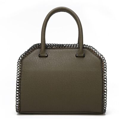 Ashlynn Chain Detail Tote Bag - Black Green