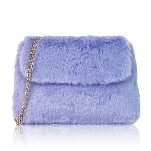 Fleur Faux Fur Crossbody Bag-Black Lilac