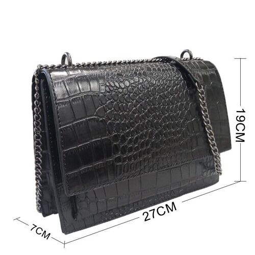 Adaelia Chain Trim Cross Body Bag - Black Black