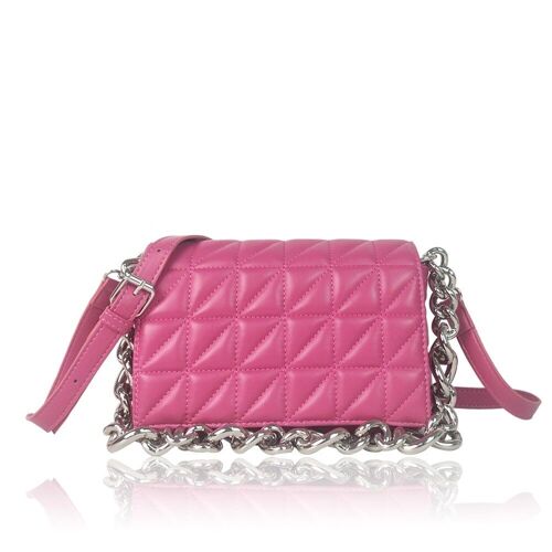 Flo Quilted Metal Chain Trim Shoulder Bag - Pink