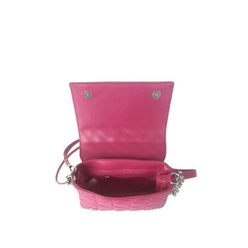 Sac porté épaule matelassé à bordure en chaîne en métal Flo - Rose 3