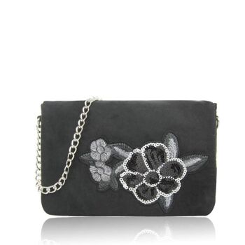 Sac bandoulière Emely avec motif floral brodé - Noir 4