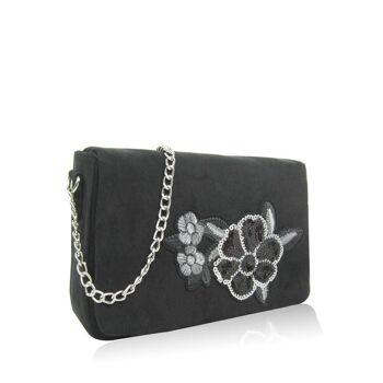 Sac bandoulière Emely avec motif floral brodé - Noir 2