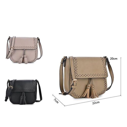 Winnie Tassel Cross Body Bag - Black Pink