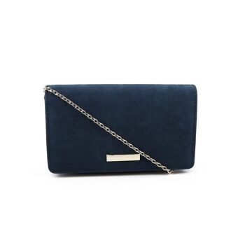 Pochette en simili daim lisse Bleu 2