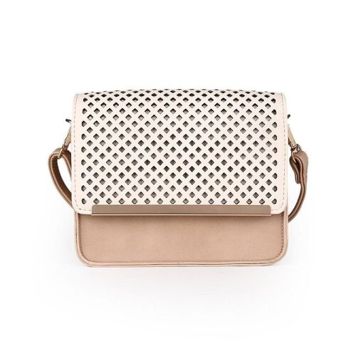 Juliet Laser Cut Diamond Pattern Clutch - Ivory