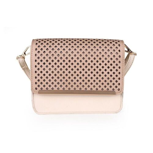 Juliet Laser Cut Diamond Pattern Clutch - Natural