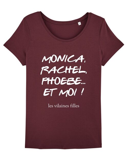 Tee-shirt col rond Monica, Rachel, phoebe bio,coton bio, bordeaux