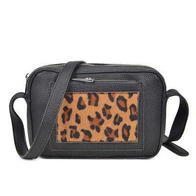 Ula Leopard Pocket Crossbody Bag - Black Black