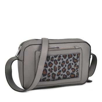 Sac à bandoulière Ula Leopard Pocket - Noir Gris 5