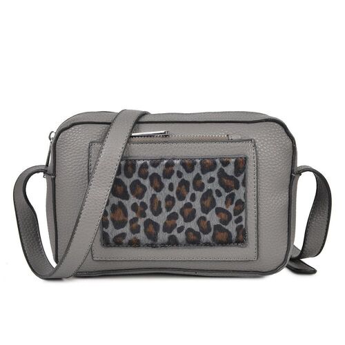 Ula Leopard Pocket Crossbody Bag - Black Grey