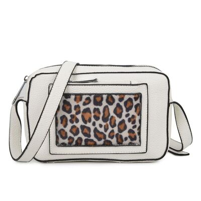 Ula Leopard Pocket Crossbody Bag - Black White