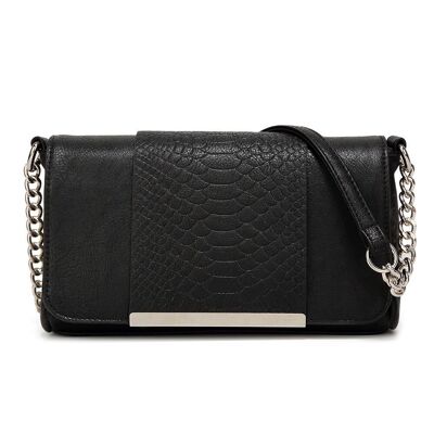 Vanit Snake Patch Cross Body Bag - Black Black