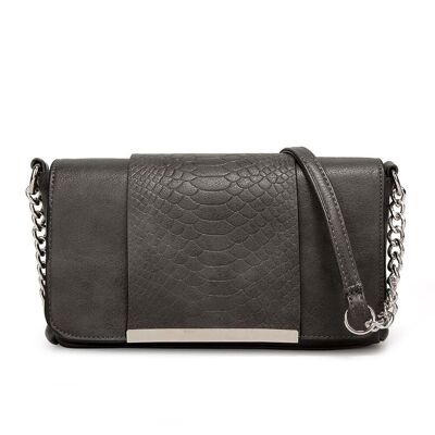 Vanit Snake Patch Cross Body Bag - Black Grey