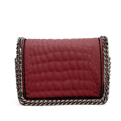 Chain Trim Cross Body Bag - Burgundy Burgundy