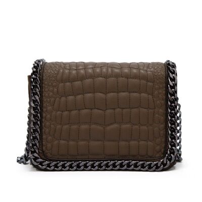 Chain Trim Cross Body Bag - Burgundy Khaki