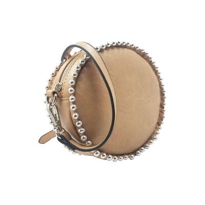 Mila Round Studded Cross Body Bag - Nude