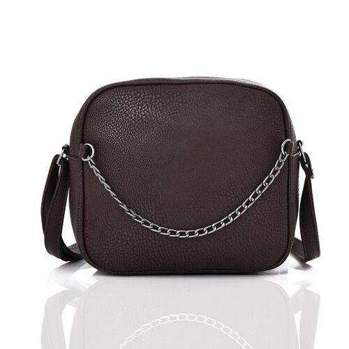 Katherine Square Crossbody Bag with Chain Trim - Dark Brown