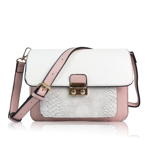 Multi Colour Panel Crossbody Bag - Black Pink