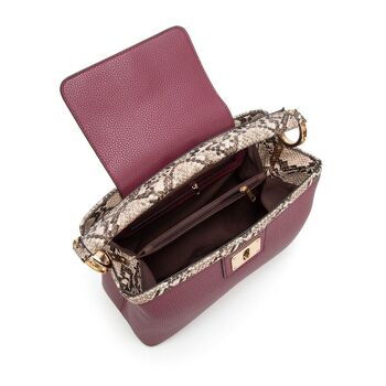 Sac fourre-tout Jasmine Snake Print Handle - Noir Bordeaux 3