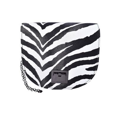 Isla Umhängetasche mit Tierdruck - Zebradruck Schwarz