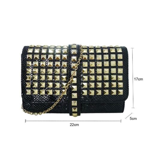 Studded Mock Croc Clutch