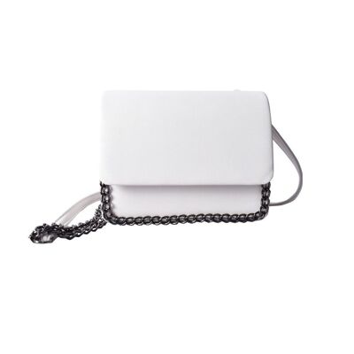 Jade Chain Trim Crossbody Bag - White