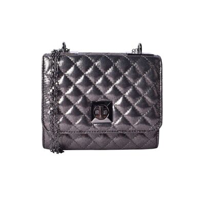 Cybelle Quilted Shimmer Crossbody Bag - Bronze Pewter