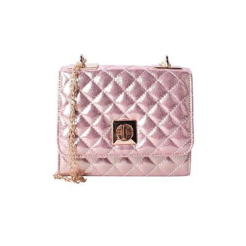 Cybelle Quilted Shimmer Crossbody Bag - Bronze Pink