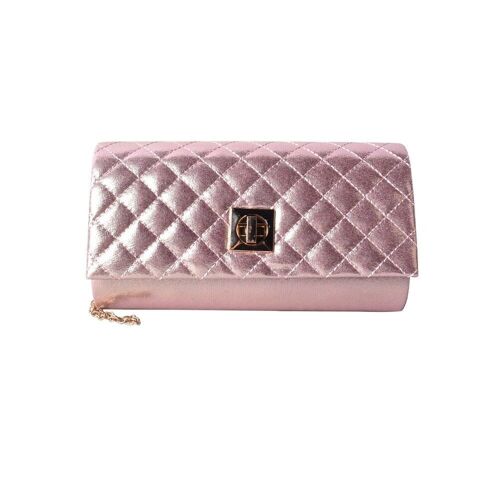 Eleanor Quilted Shimmer Crossbody Bag - Pink