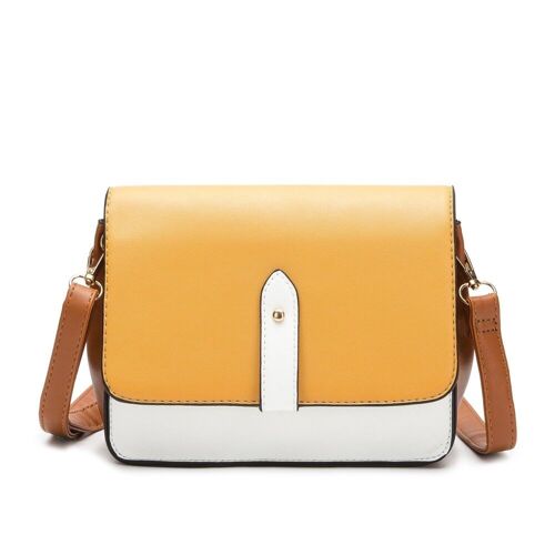 Snake Panel Print Crossbody Bag - Mustard