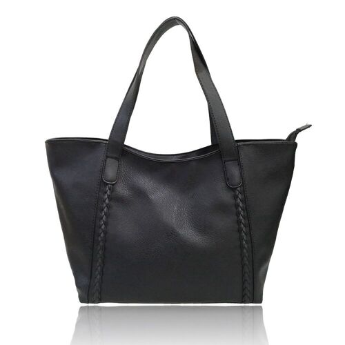 Celia Black Plait Pattern Shopper Bag Black