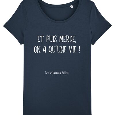 T-shirt girocollo E poi merda bio, cotone bio, blu navy