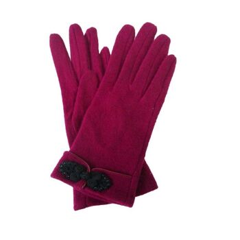 Gants Boutons Noeud Bordeaux 2