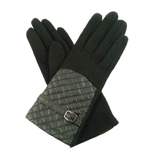 Quilted Panel Gloves Black
