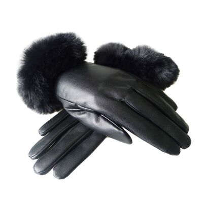 Two Tone Faux Fur Cuff Ladies Glove Glove