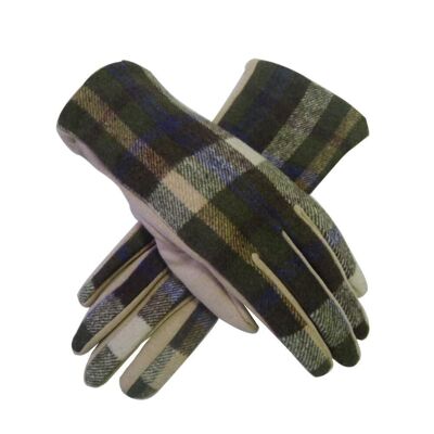Plain Tartan Winter Gloves Beige