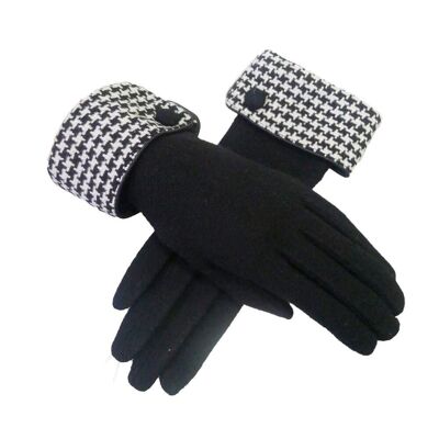 Plain Tartan Winter Gloves Black/White