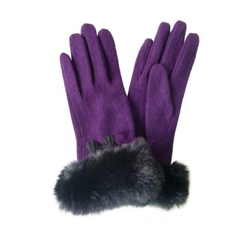 Gants en Fausse Fourrure à Pompons Violet 5