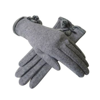 Gants d'hiver à revers à pompons Gris 4