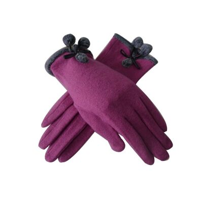 Pom Pom Cuffed Winter Gloves Pink