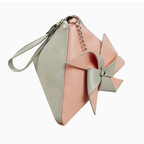 Pyramid Coin Purse Light Grey/Light Pink