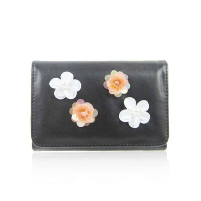 Monedero Rylee con flores - Negro