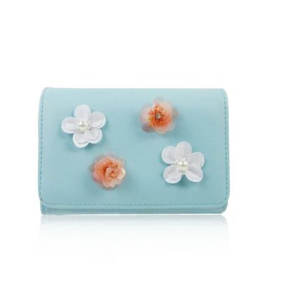Porte-monnaie à fleurs Rylee - Bleu