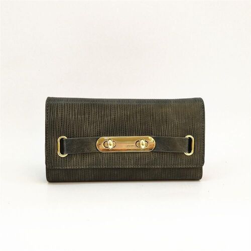 New Anneli Belt Faux Leather Purse Sophisticated Classic Wallet Black