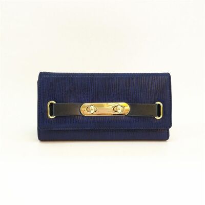 New Anneli Belt Faux Leather Purse Sophisticated Classic Wallet Azul