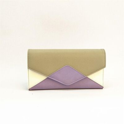 Alka Envelope Colour Block Geometric Pattern Bifold Purse - Purple