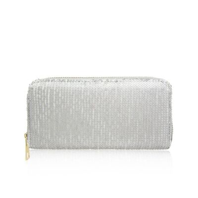 Porte Monnaie Sophie Sequins Long Argenté